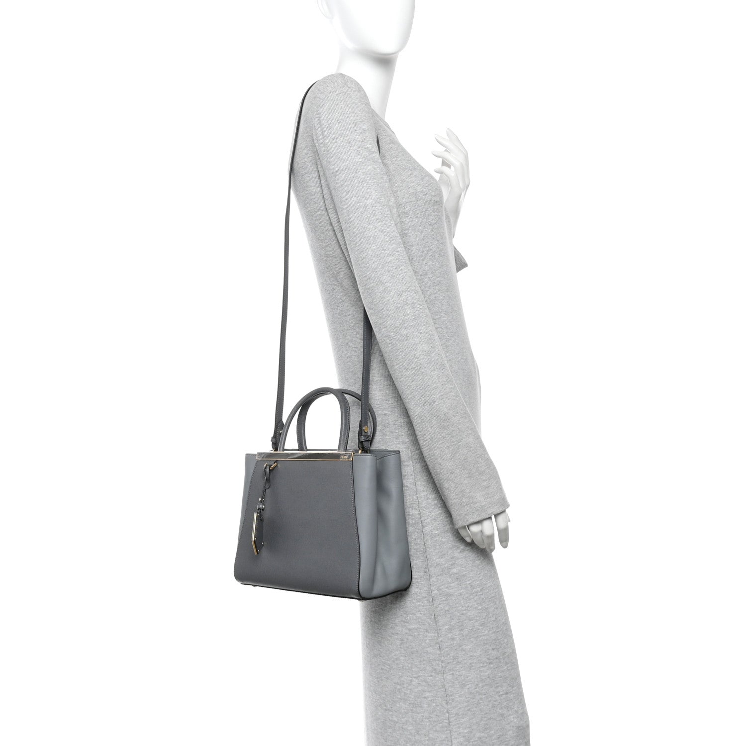 Fendi Vitello Elite Petite 2Jours Tote Grigio Grigio Chiaro 2 of 9