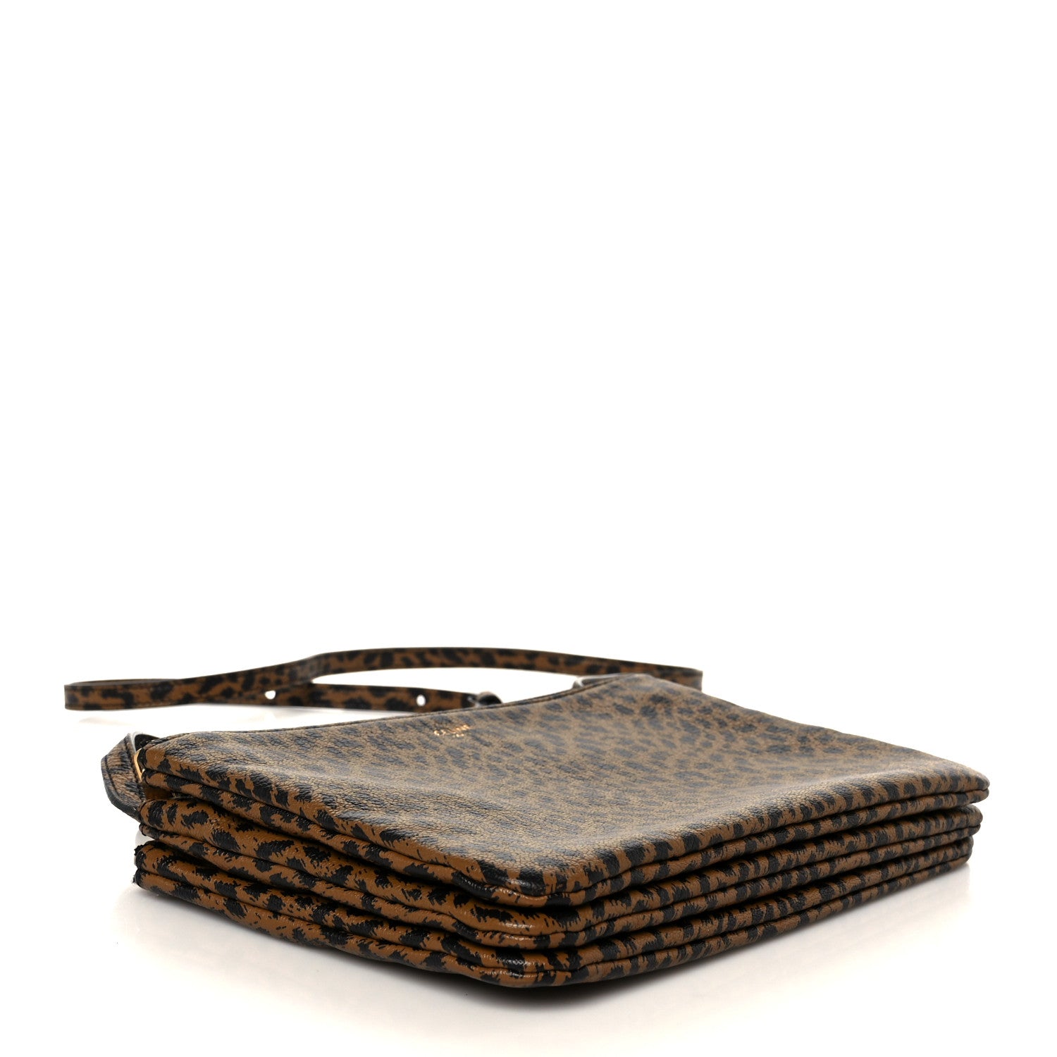Celine Goatskin Leopard Printed Small Trio Crossbody Bag Brown Black 4 of 12