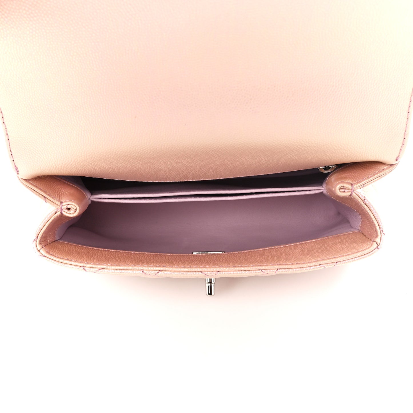 Iridescent Caviar Quilted Mini Coco Handle Flap Pink