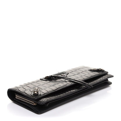 Balenciaga Crocodile Classic Hardware Papier Wand Clutch Black 4 of 12
