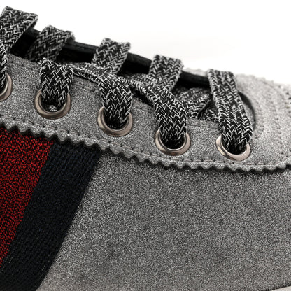 Gucci Glitter Fabric Studded Web Mens Sneakers 9 Silver 3 of 17