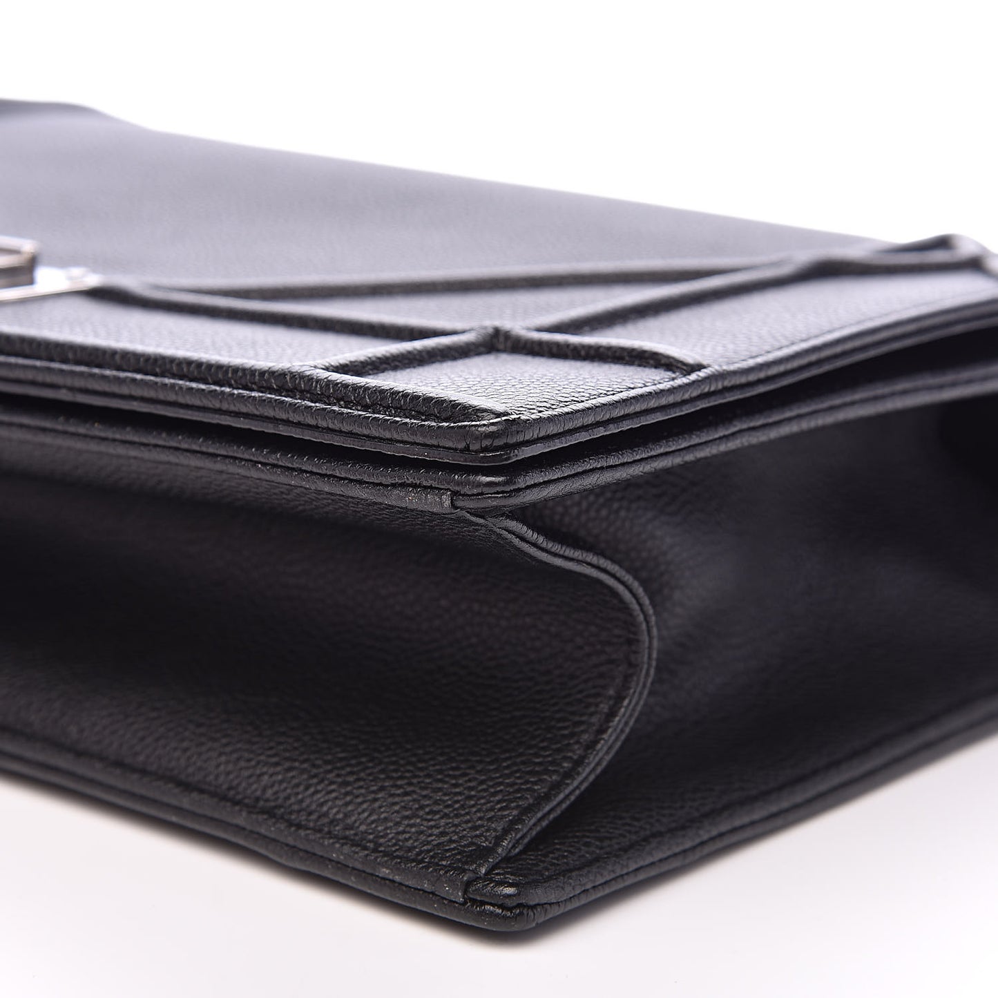 Grained Calfskin Large Diorama Flap Bag Black
