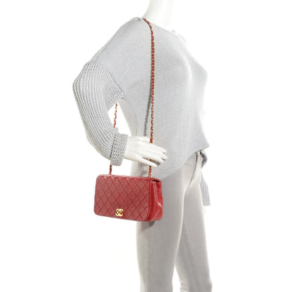 Chanel Lambskin Quilted Medium Single Flap Red 2 of 9
