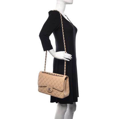 Chanel Caviar Quilted Jumbo Double Flap Beige 2 of 12