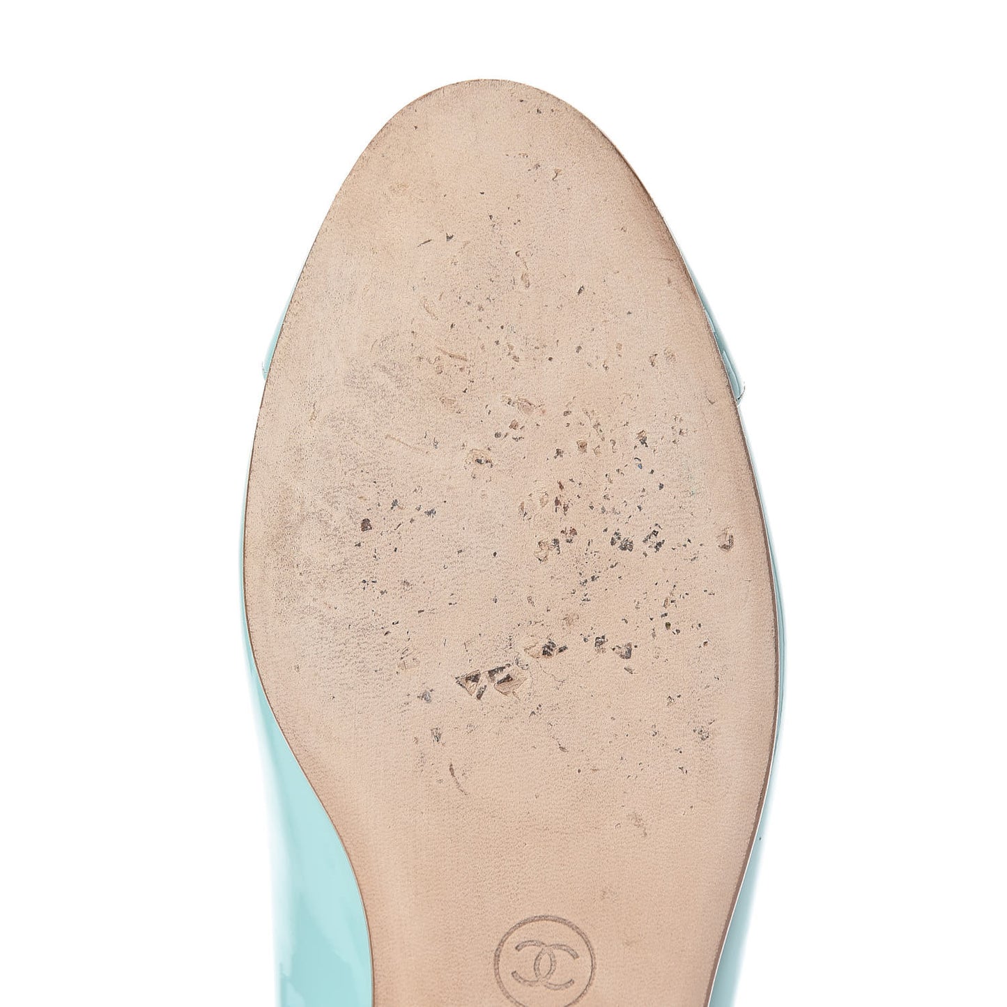 Calfskin Patent CC Cap Toe Ballerina Flats 37 Light Green