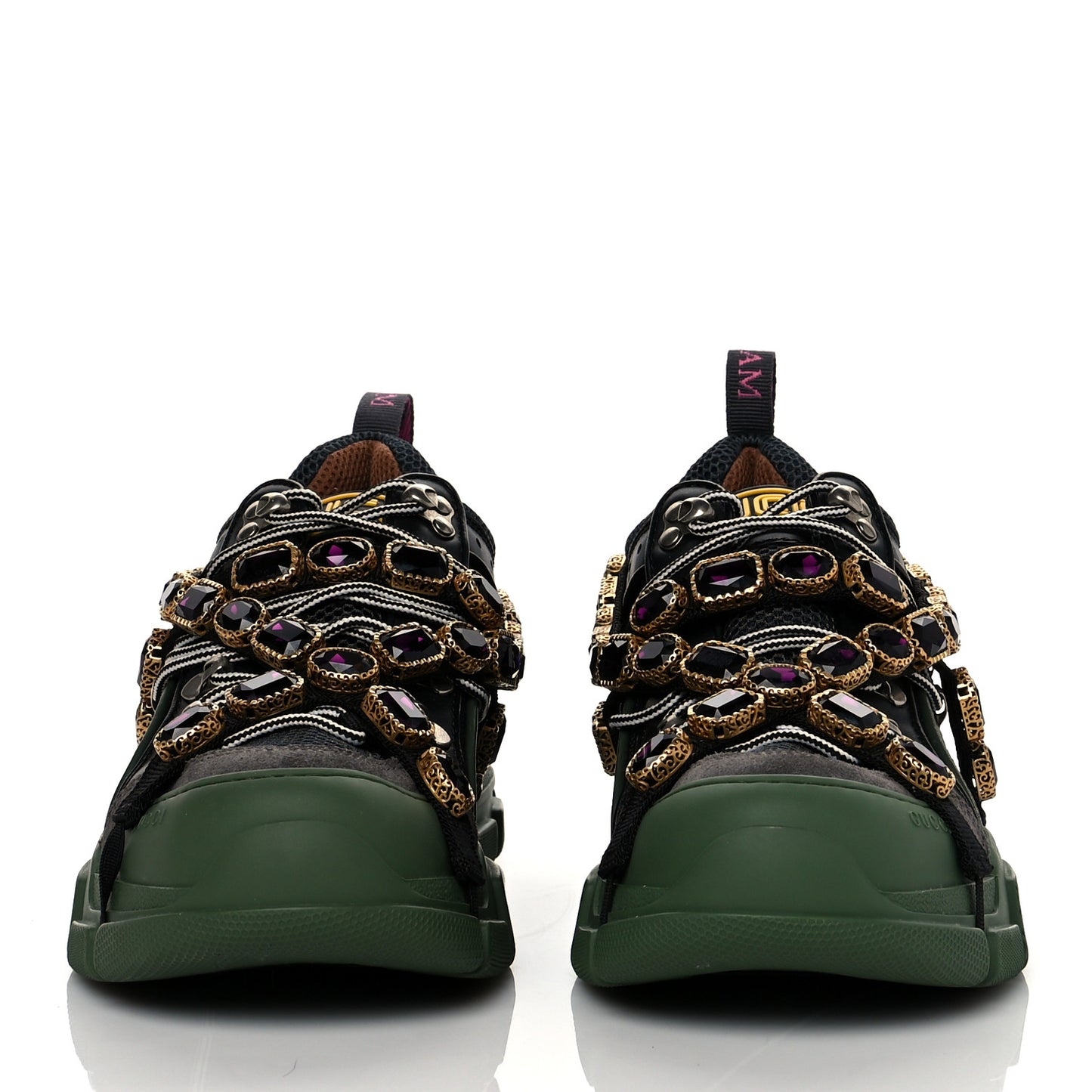 X SEGA Mesh Suede Calfskin Removable Crystals Mens Flashtrek Sneakers 8 Loess Black Olive Green