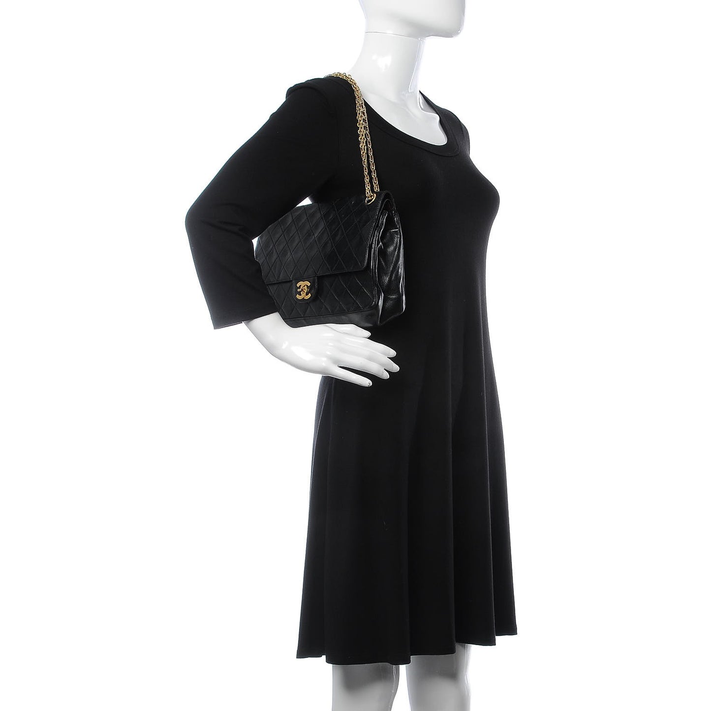 Lambskin Quilted Medium Double Flap Bijoux Chain Black