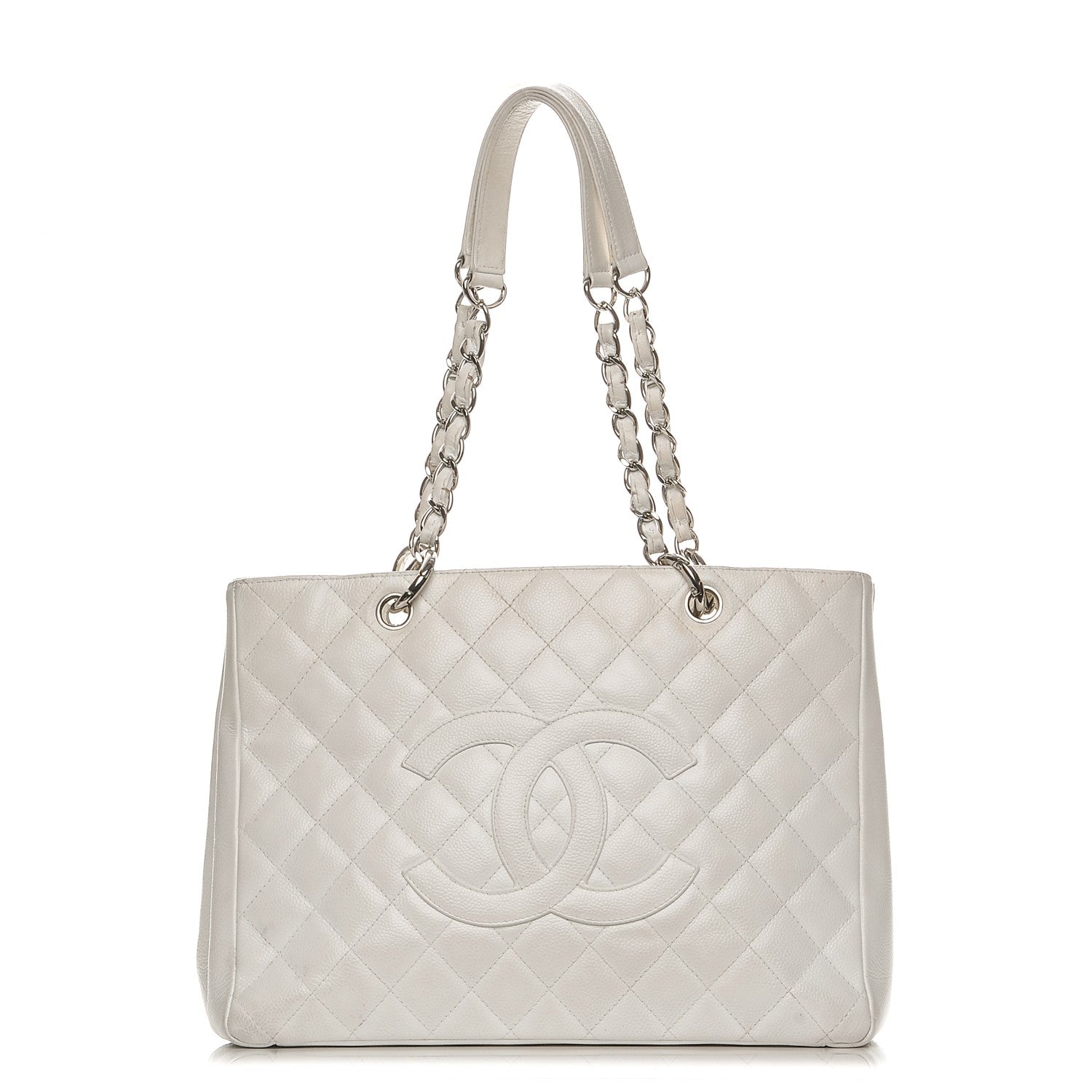 Chanel Caviar Quilted Grand Shopping Tote GST White 1 of 19
