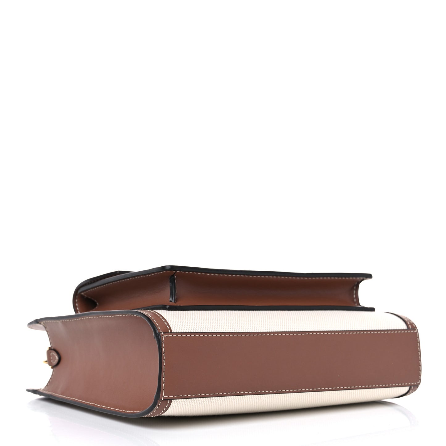 Canvas Smooth Calfskin Two Tone Mini Pocket Bag Natural Malt Brown