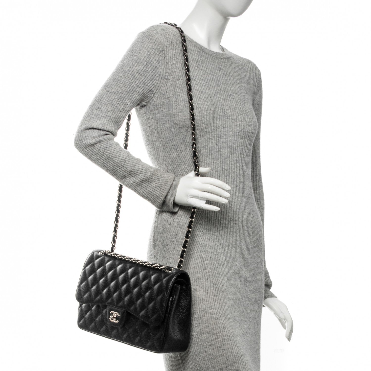 Chanel Caviar Quilted Jumbo Double Flap Black 2 of 7