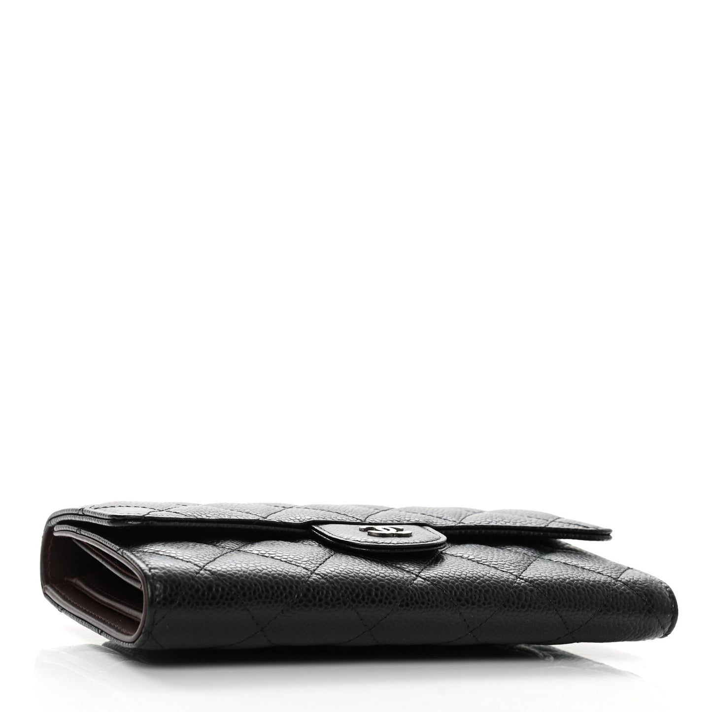 Caviar Quilted Large Flap Wallet Black