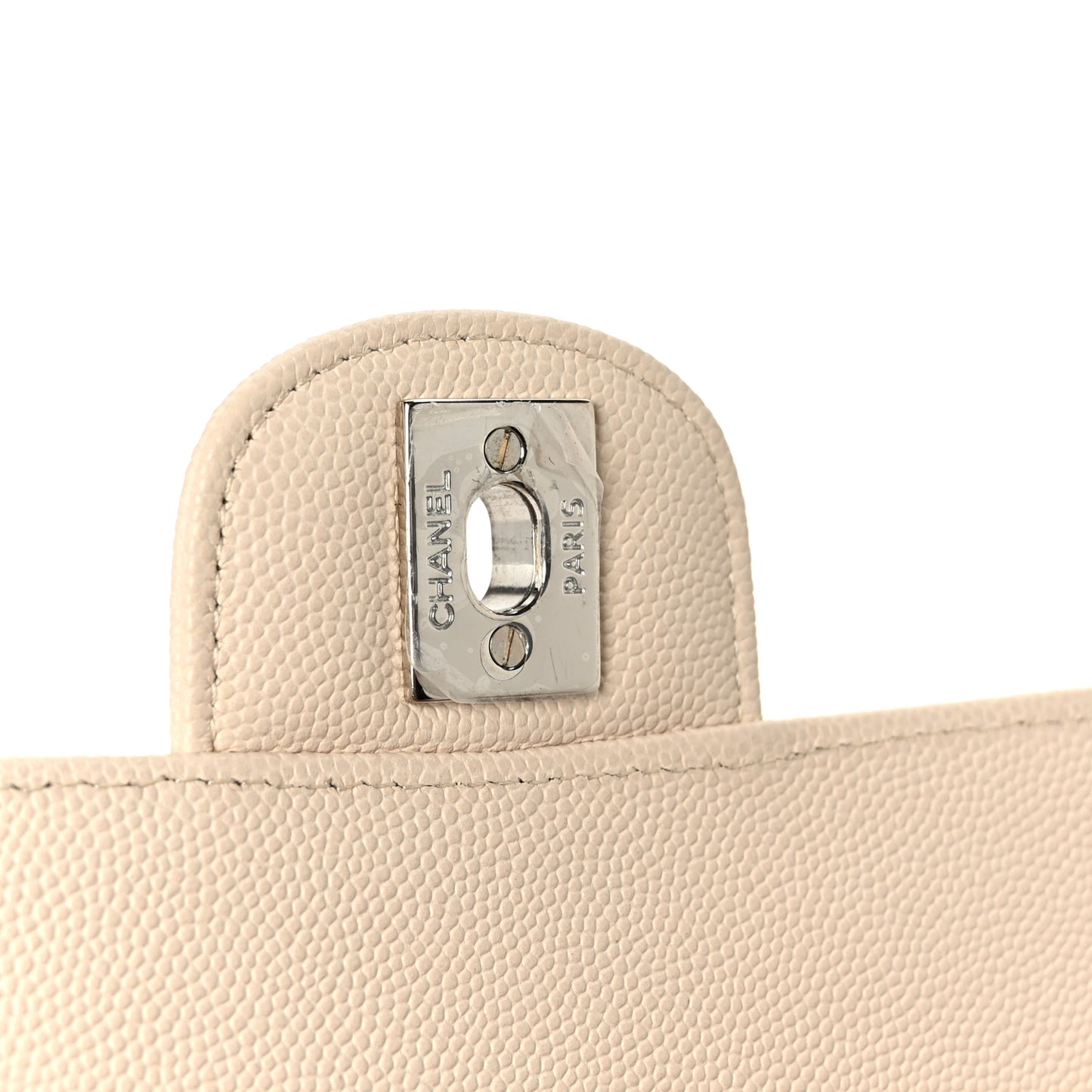 Caviar Quilted Mini Rectangular Flap Light Beige