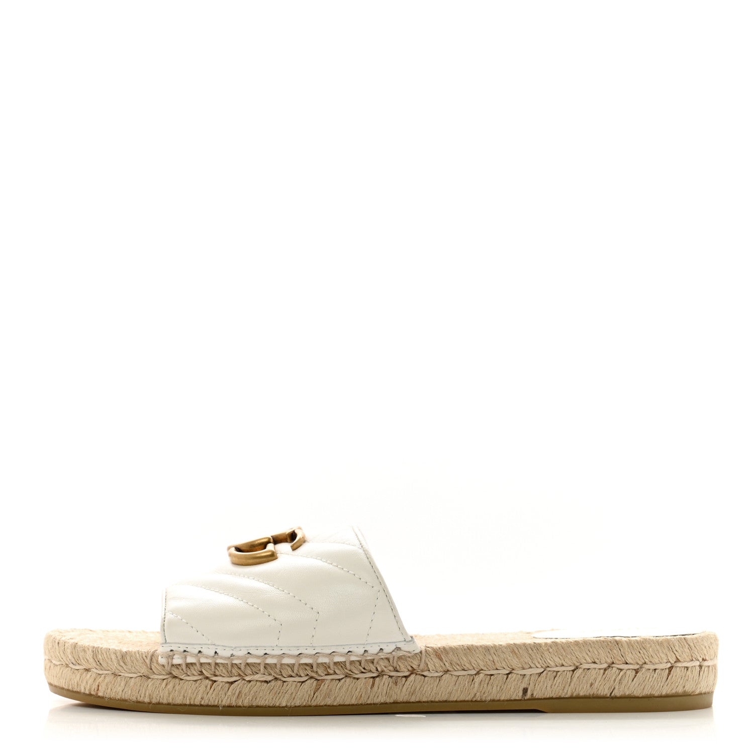 Gucci Nappa Matelasse GG Marmont Espadrille Slide Sandals 39.5 Great White 1 of 10