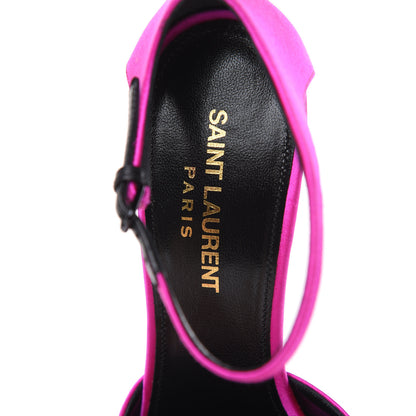 Saint Laurent Satin Anja 105 Ankle Strap Pointed Pumps 35.5 Fuchsia 7 of 13