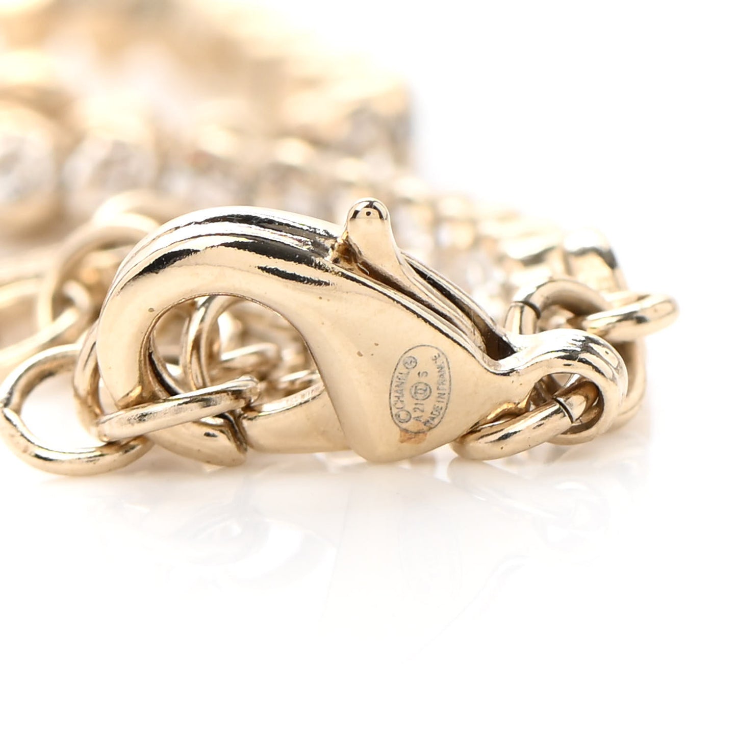 Crystal CC Perfume Bottle Necklace Gold