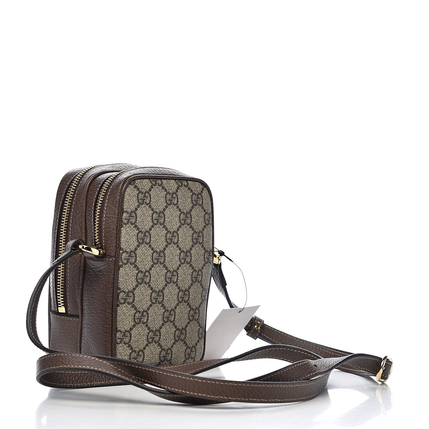 Gucci GG Supreme Monogram Web Mini Ophidia Double Zip Crossbody Bag Beige New Acero 3 of 12