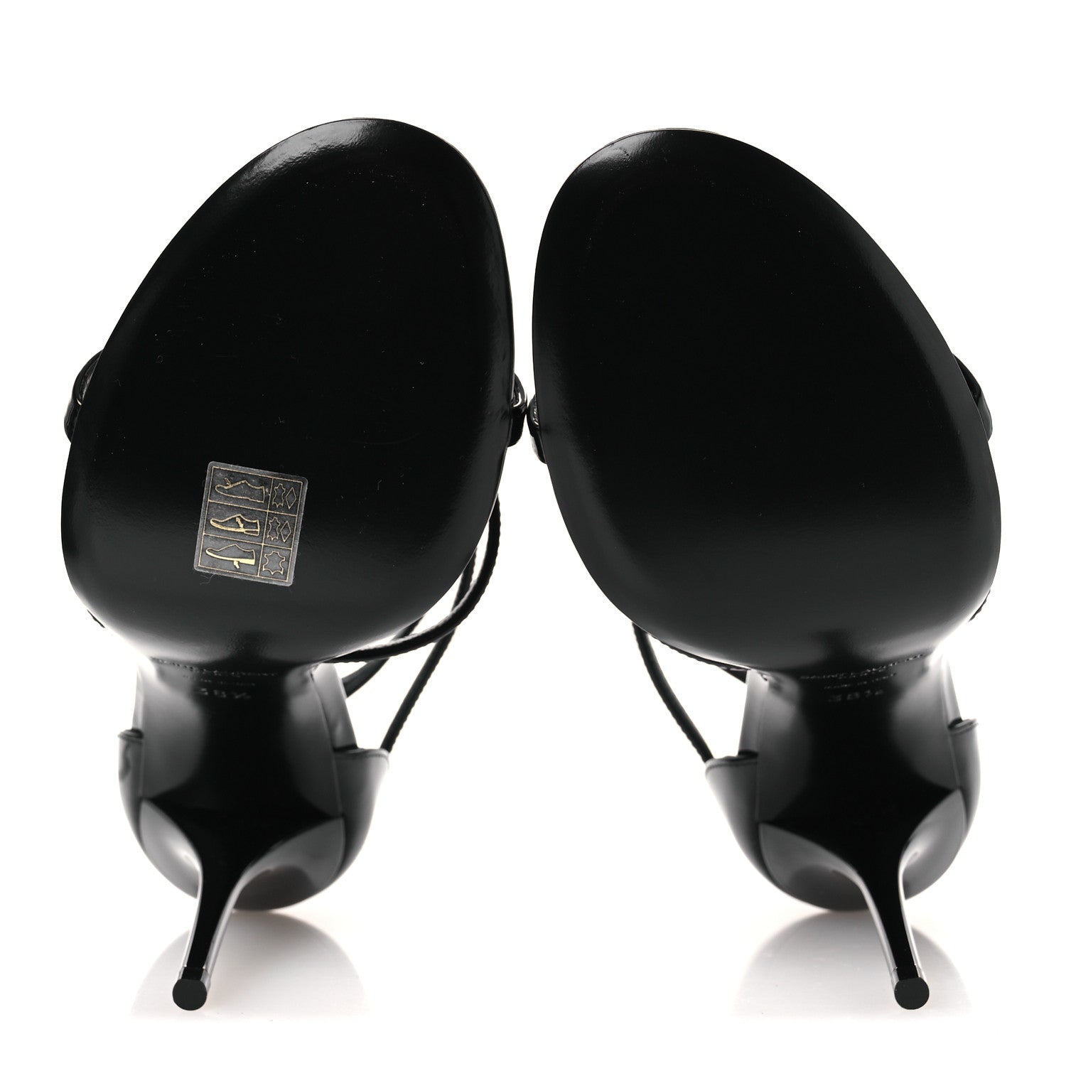 Saint Laurent Patent Cassandra 100 Ankle Strap Sandals 38.5 Black 7 of 13