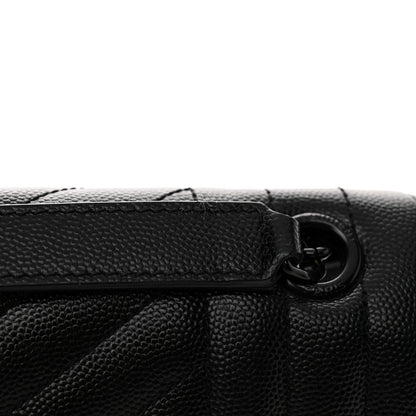 Saint Laurent Grain De Poudre Textured Mixed Matelasse Triquilt Medium Monogram Monochrome Satchel Black 12 of 14