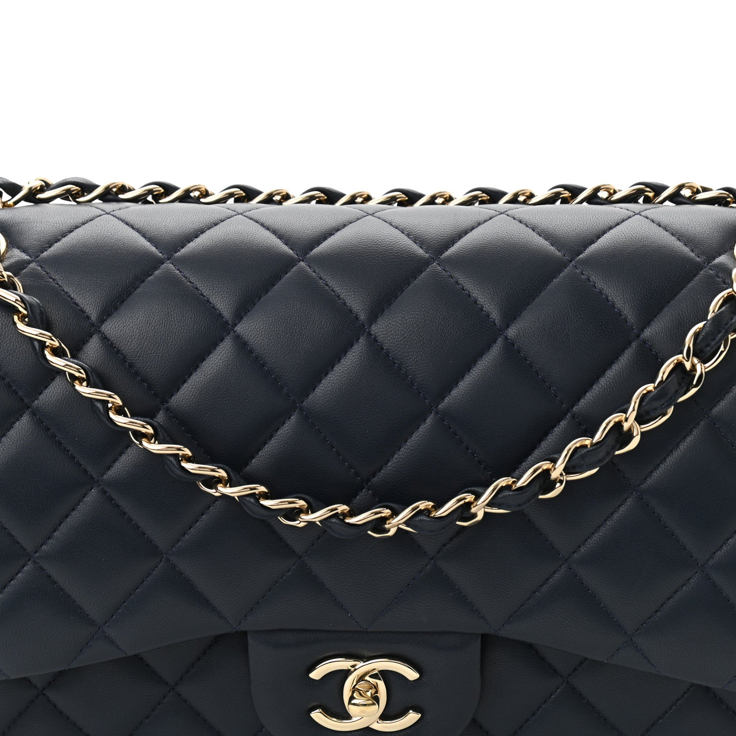 Chanel Lambskin Quilted Jumbo Double Flap Navy Blue 8 of 11