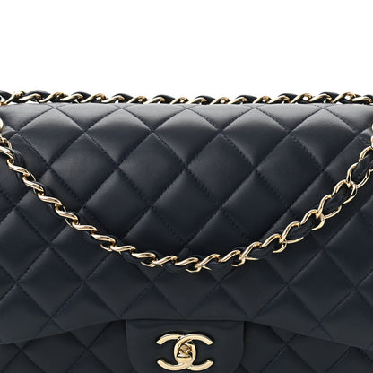 Chanel Lambskin Quilted Jumbo Double Flap Navy Blue 8 of 11