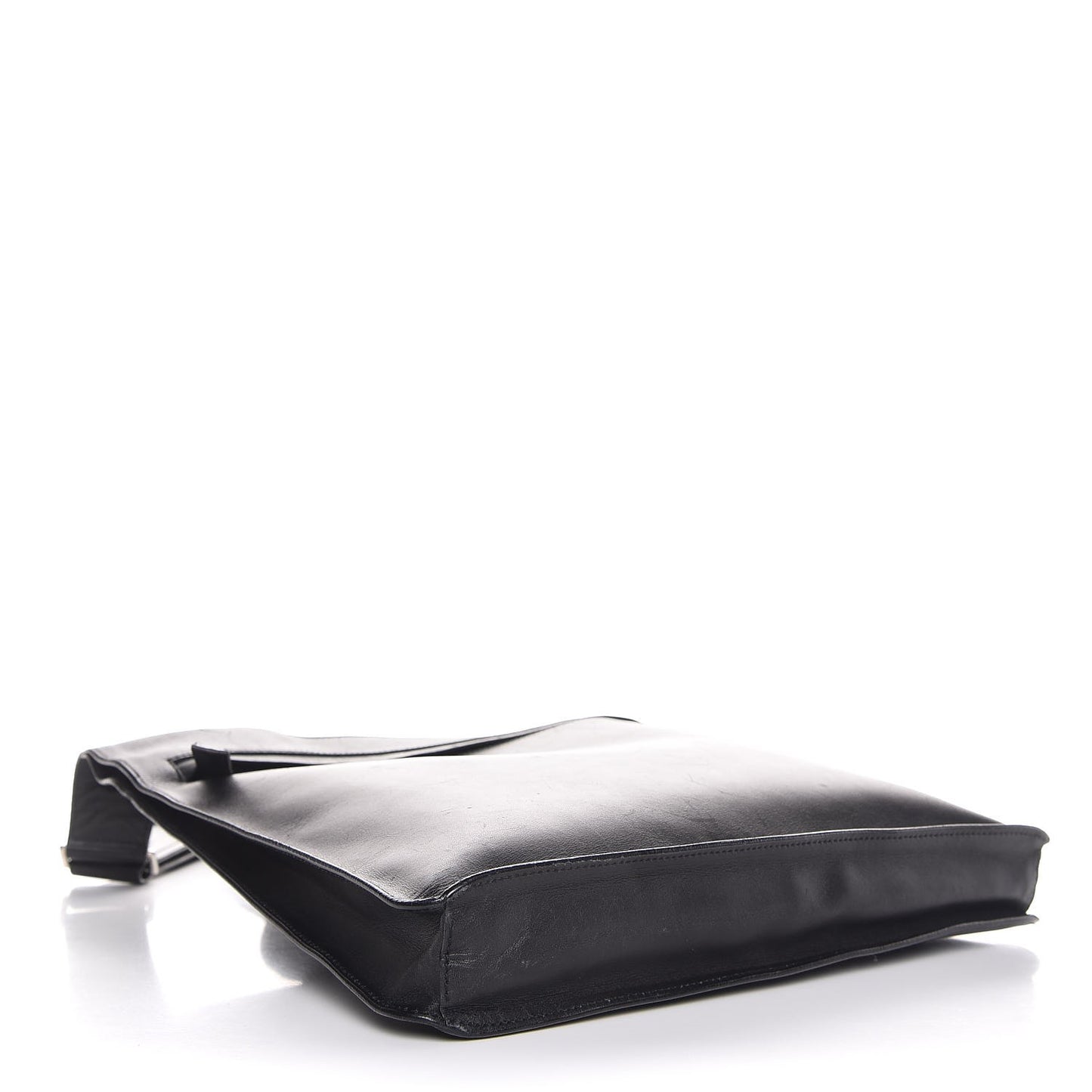 Smooth Calfskin Flat Messenger Bag Black