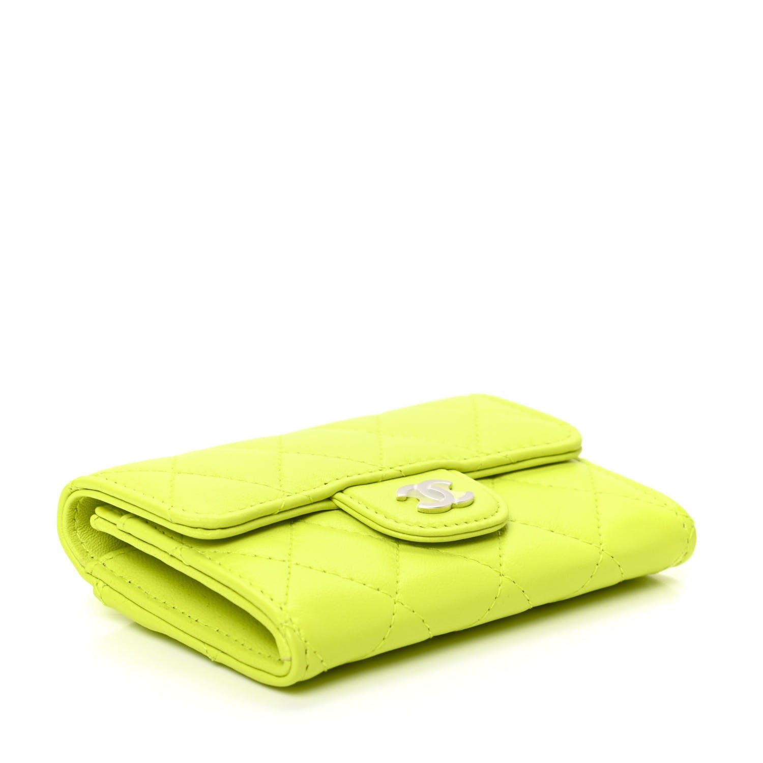 Chanel Lambskin Quilted Flap Card Holder Wallet Yellow 4 of 8