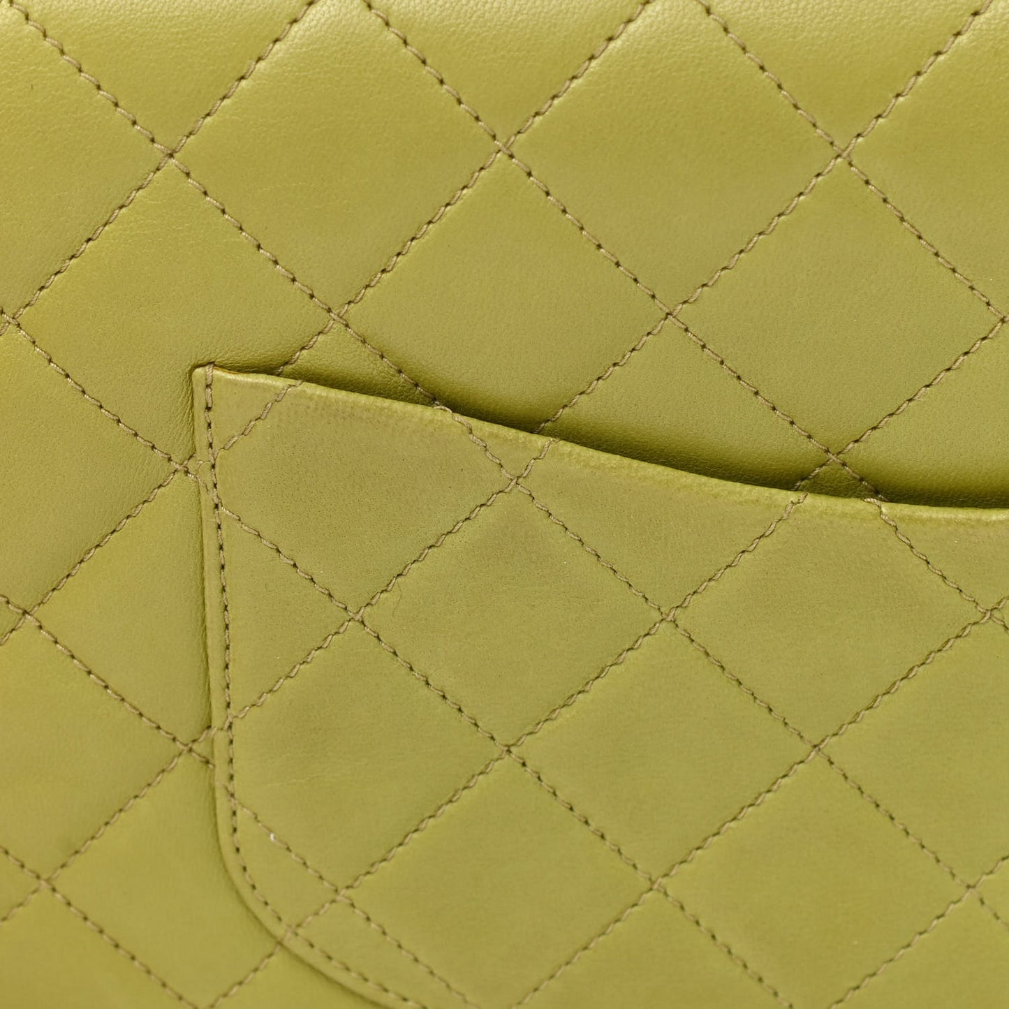 Lambskin Quilted Flap Clutch Light Green