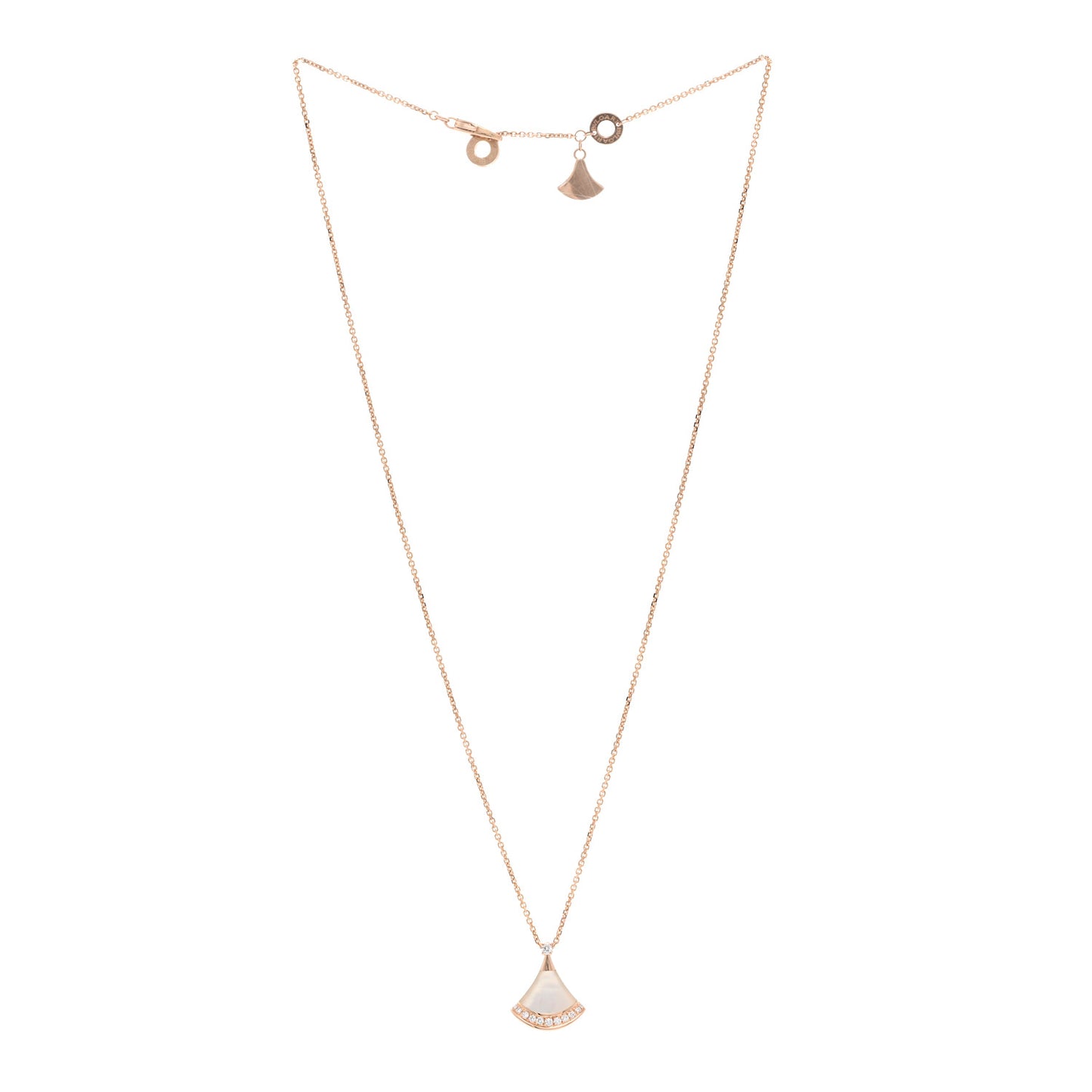 18K Rose Gold Diamond Mother of Pearl Divas' Dream Pave Pendant Necklace