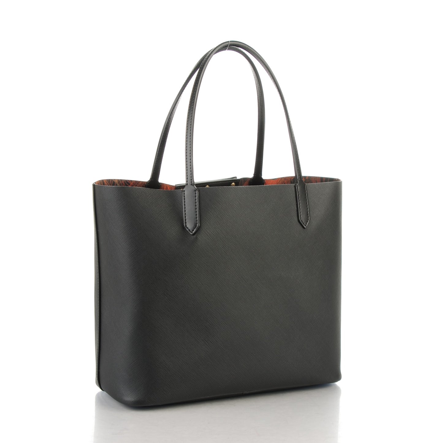 Coated Canvas Peacock Print Small Antigona Tote Black