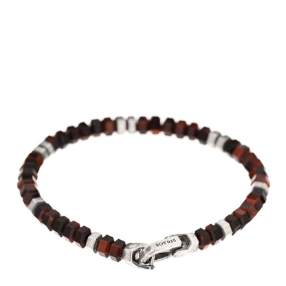 David Yurman Sterling Silver Red Tiger's Eye 6mm Hex Bead Bracelet 2 of 4