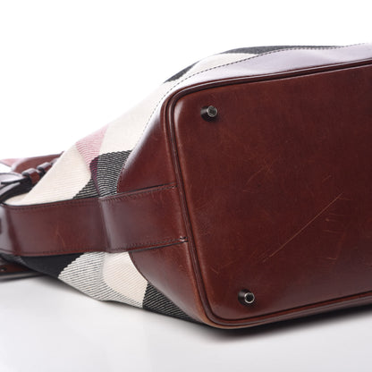 Burberry Canvas Mega Check Hobo Brown 10 of 13