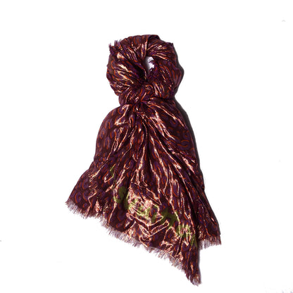Louis Vuitton Cashmere Silk Leopard Etole Stole Disco Prune 1 of 7