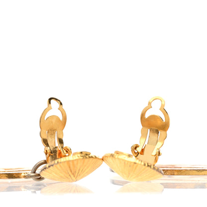Chanel Metal Round CC Drop Clip On Earrings Gold 4 of 5