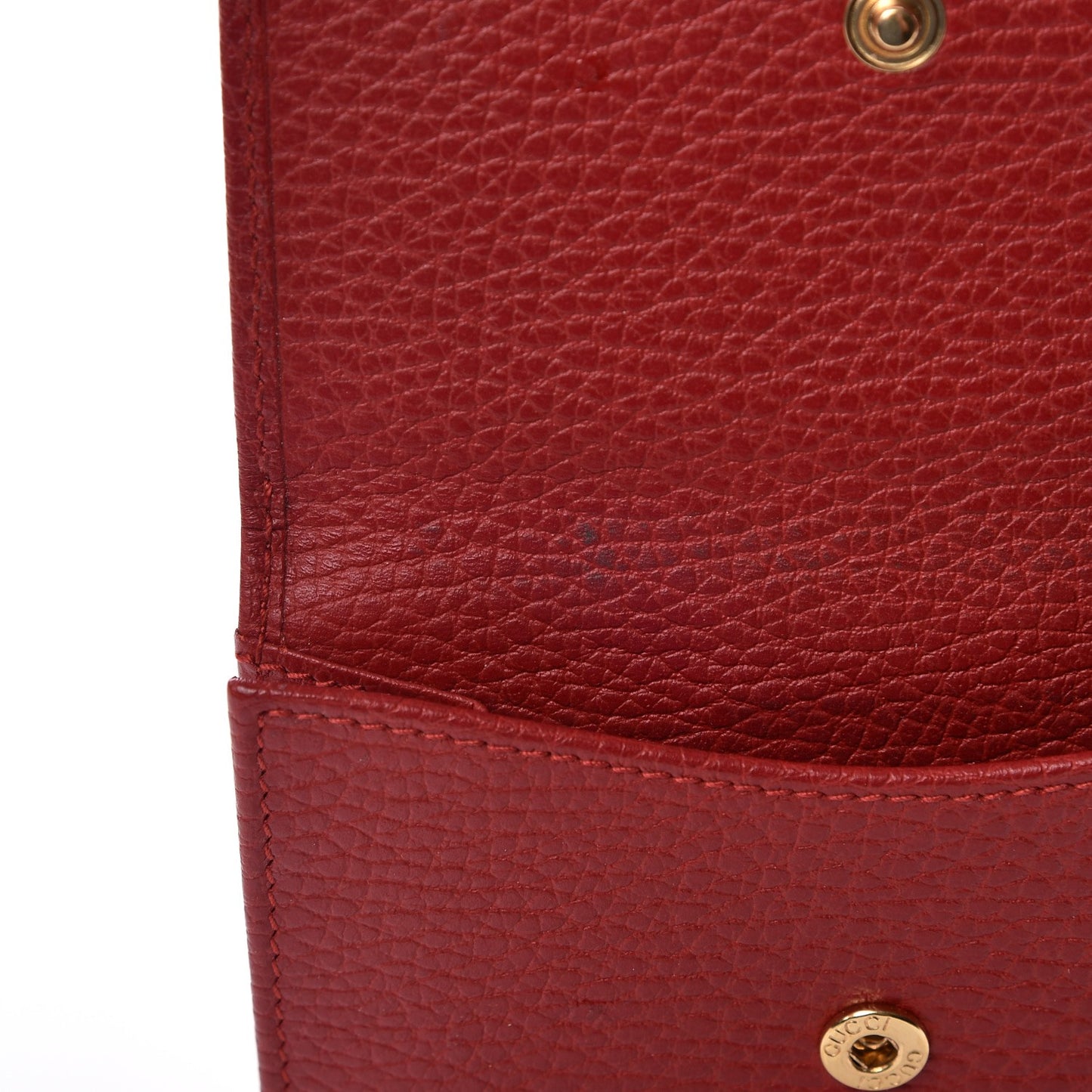 Dollar Calfskin Double G French Flap Wallet Hibiscus Red