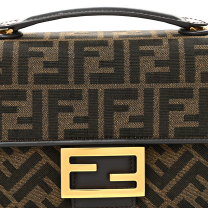 Fendi Fabric Jacquard FF 1974 Midi Chain Baguette Tobacco Moro 7 of 9