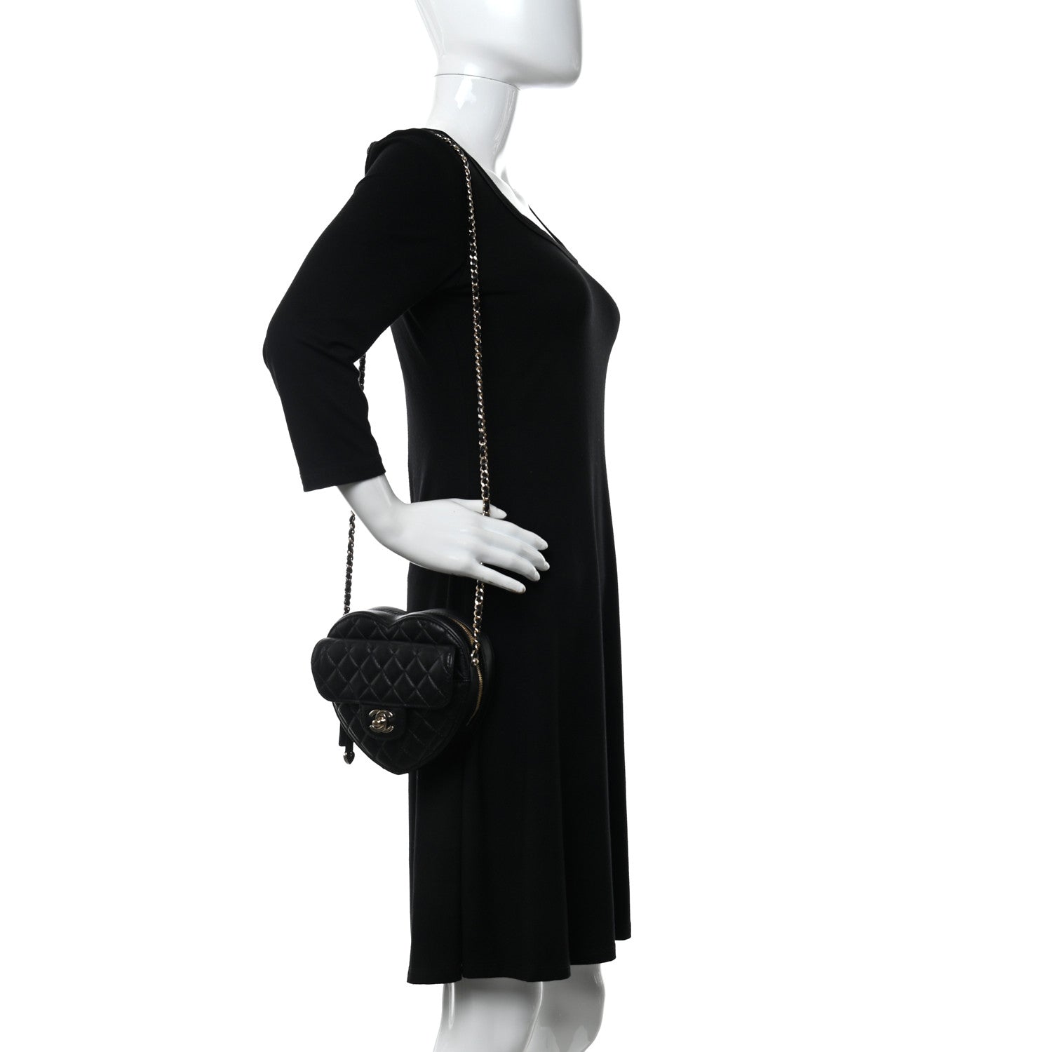 Chanel Lambskin Quilted CC In Love Heart Bag Black 2 of 10
