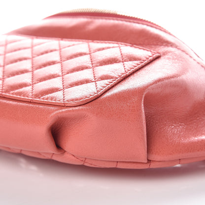 Chanel Crumpled Glazed Lambskin Quilted Waist Bag Fanny Pack Pink 9 of 10