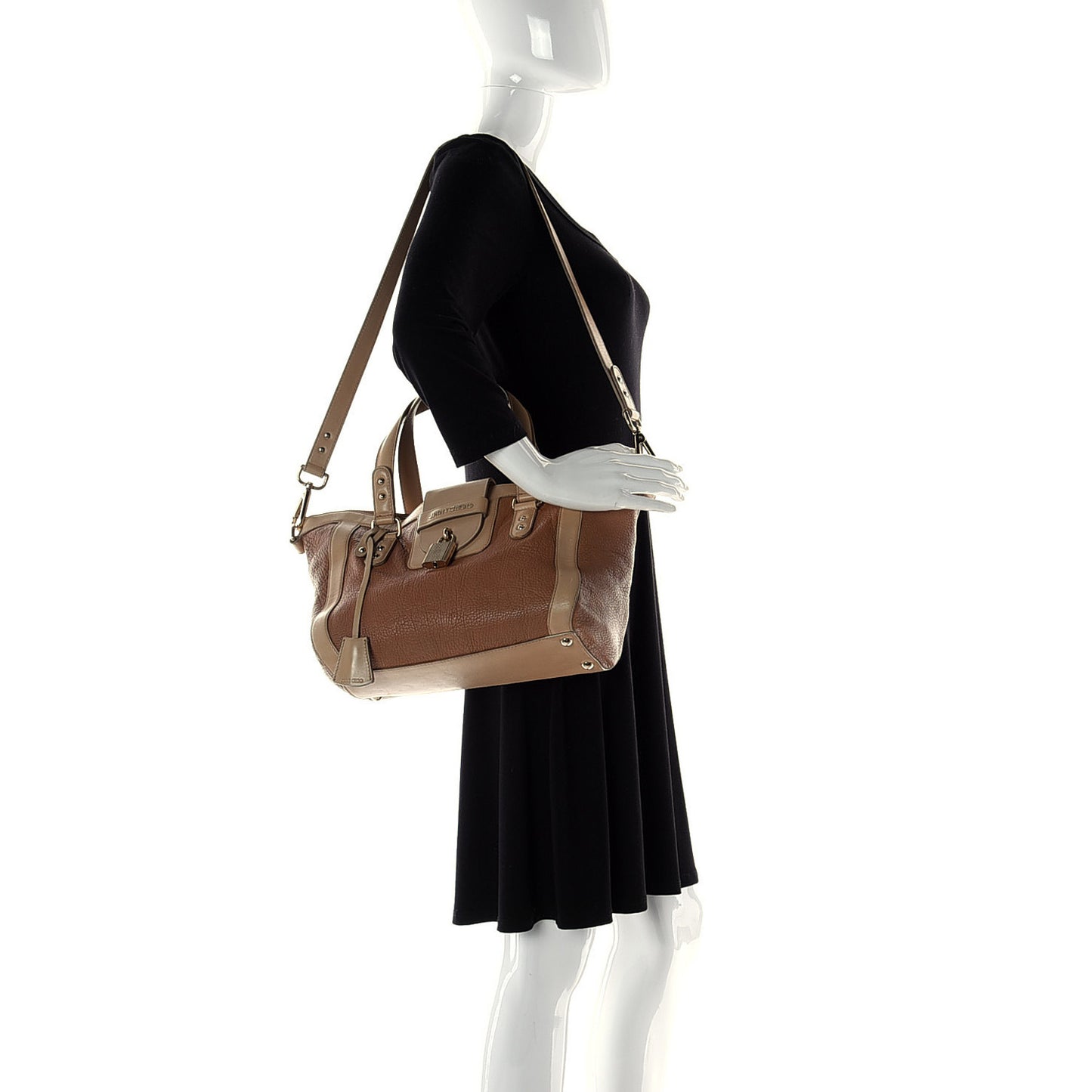 Goatskin Top Handle Shoulder Bag Beige