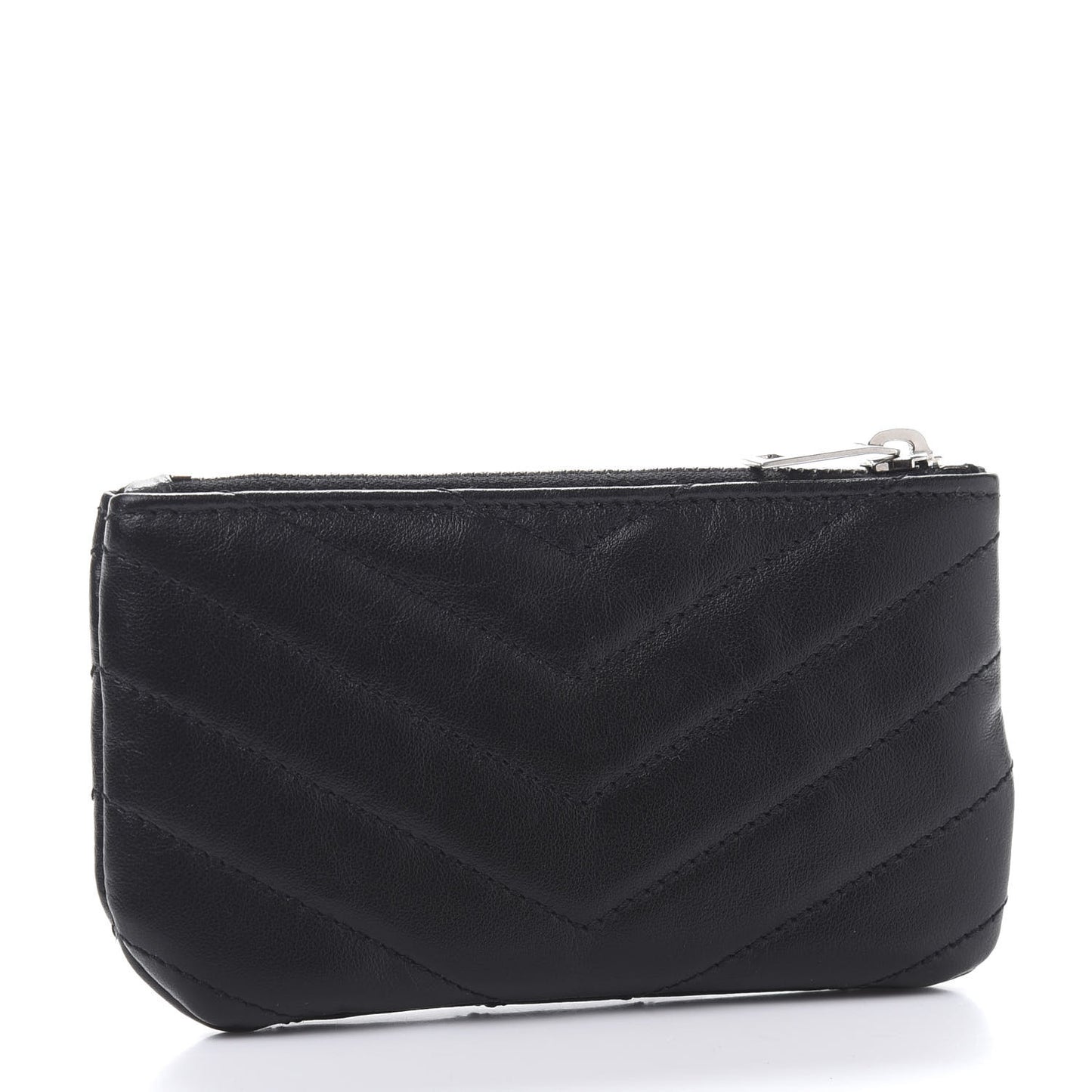 Calfskin Matelasse Monogram Key Pouch Black