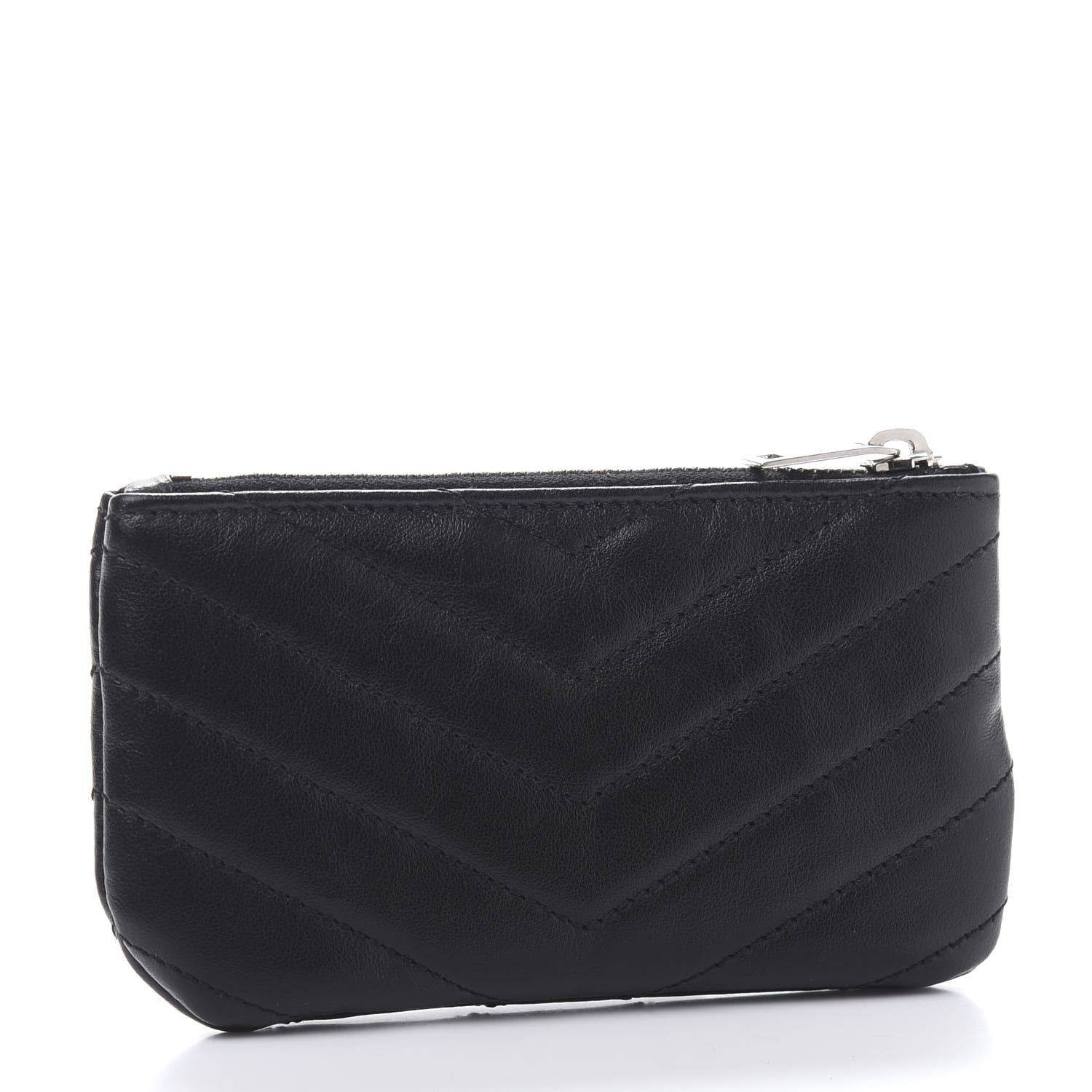 Saint Laurent Calfskin Matelasse Monogram Key Pouch Black 4 of 11