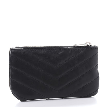 Saint Laurent Calfskin Matelasse Monogram Key Pouch Black 4 of 11
