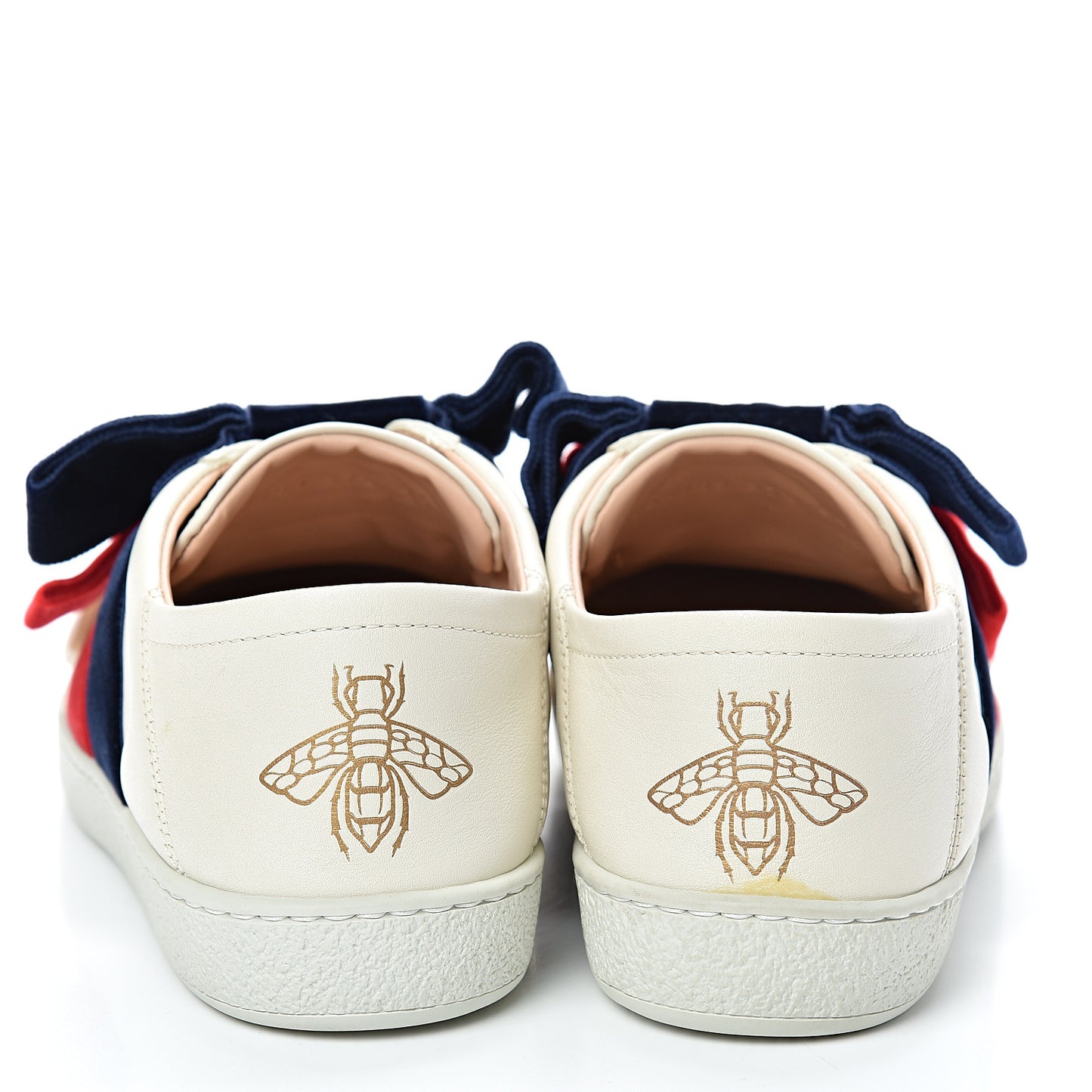 Calfskin Velvet Womens Bow Ace Sneakers 37.5 White