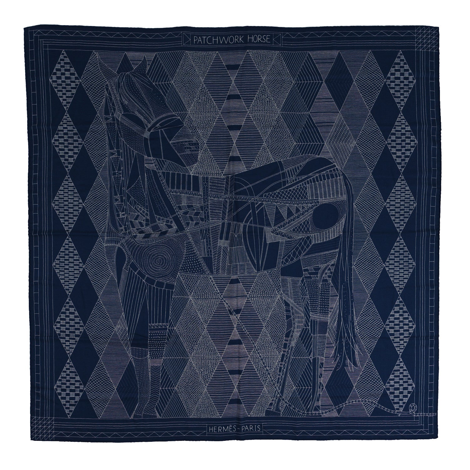 Hermes Cashmere Silk Patchwork Horse Shawl 140 1 of 4