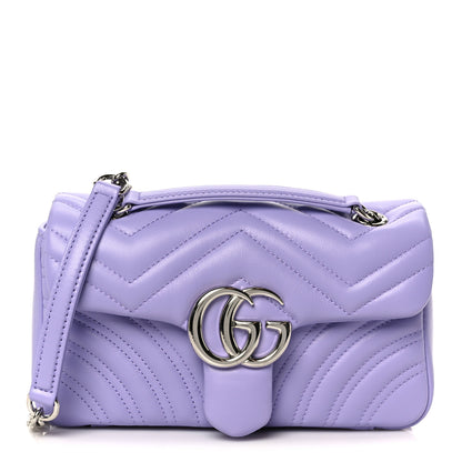 Gucci Lambskin Matelasse Small GG Marmont Shoulder Bag Lapis 1 of 11