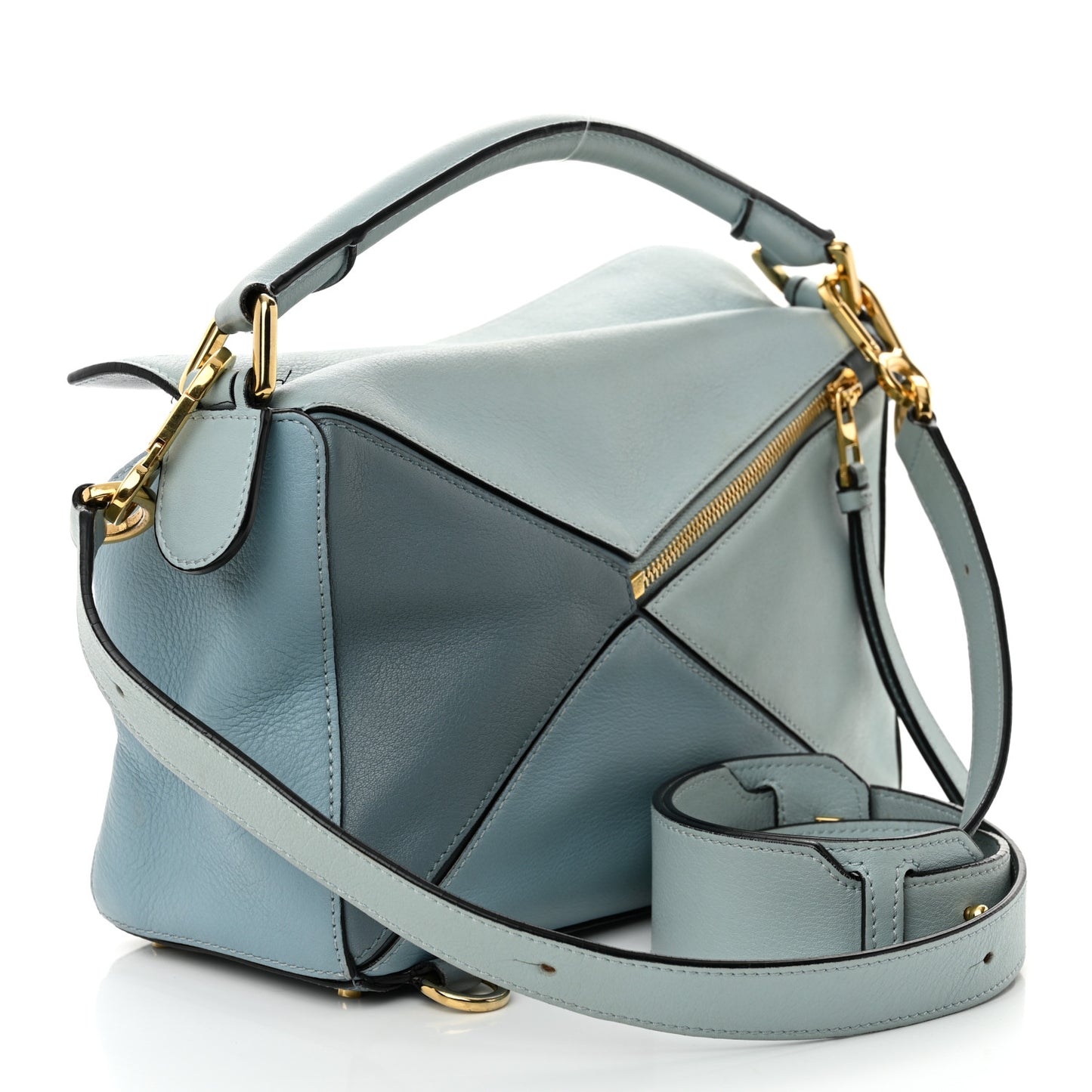Calfskin Small Puzzle Bag Aqua Light Blue Stone Blue