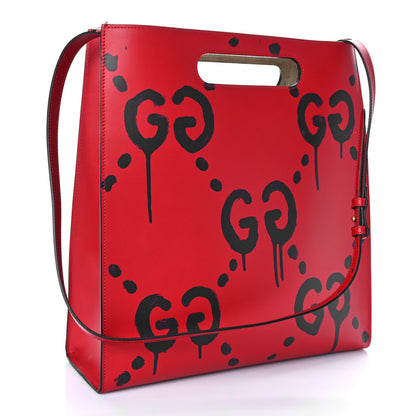 Gucci Calfskin GucciGhost Real Medium XL Tote Hibiscus Red 3 of 12