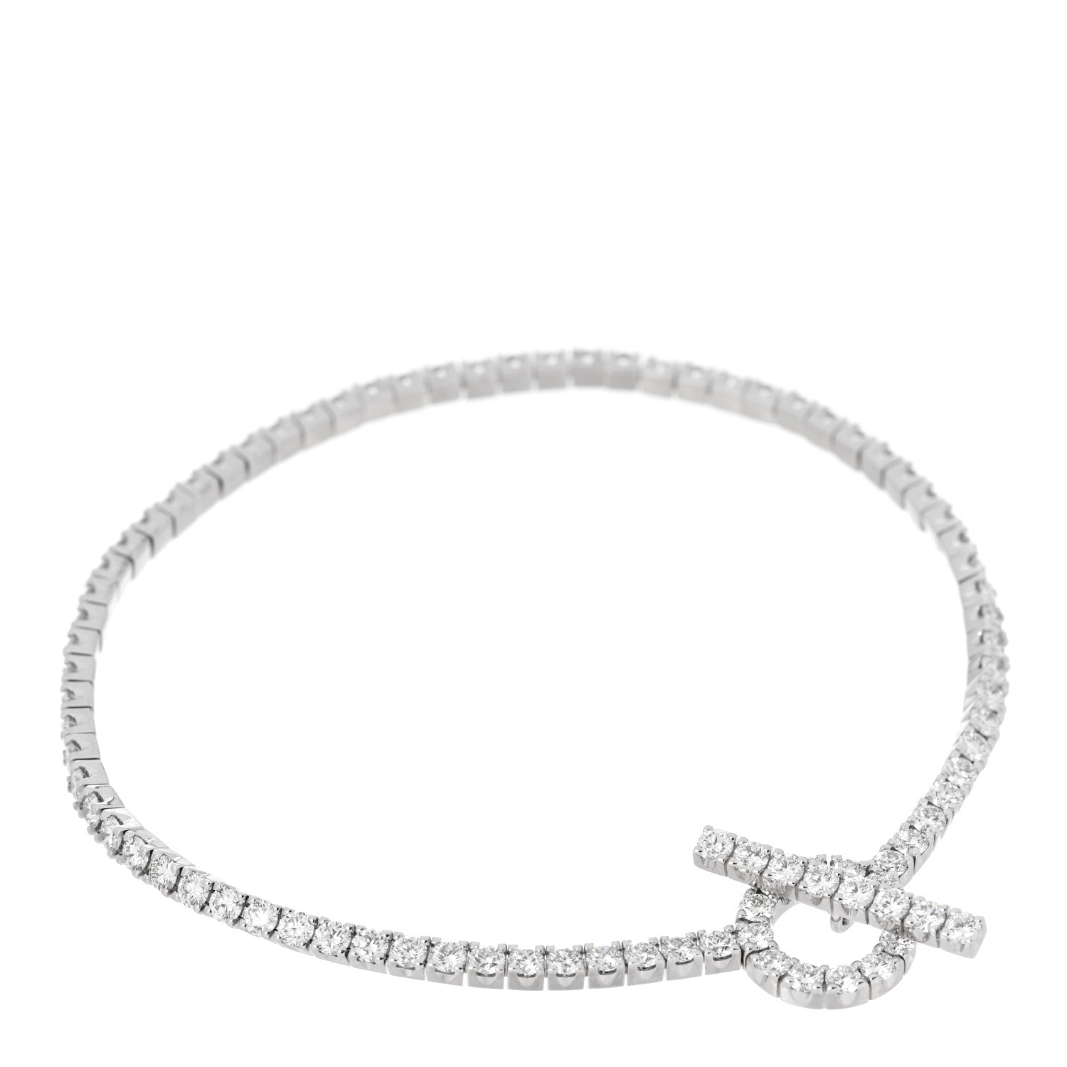 Hermes 18K White Gold Diamond Finesse Link Bracelet ST 1 of 4