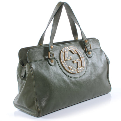 Gucci Leather Blondie Satchel Green 3 of 10