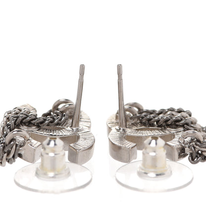 Chanel Crystal Chain CC Earrings Silver 3 of 5