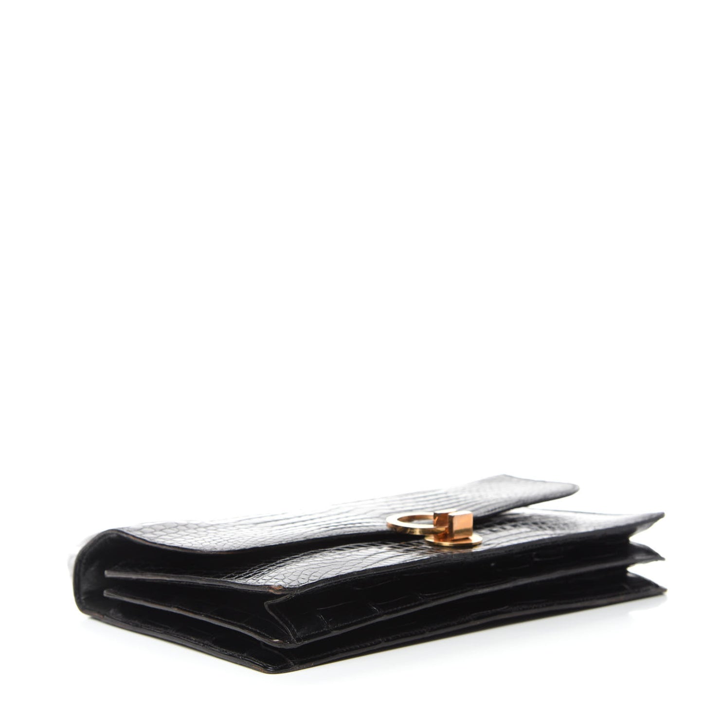 Shiny Porosus Crocodile Sac Boutonniere Black